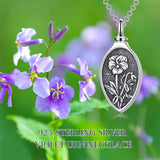 Sterling Silver 12 Month Birth Flower Urn Necklace for Ashes