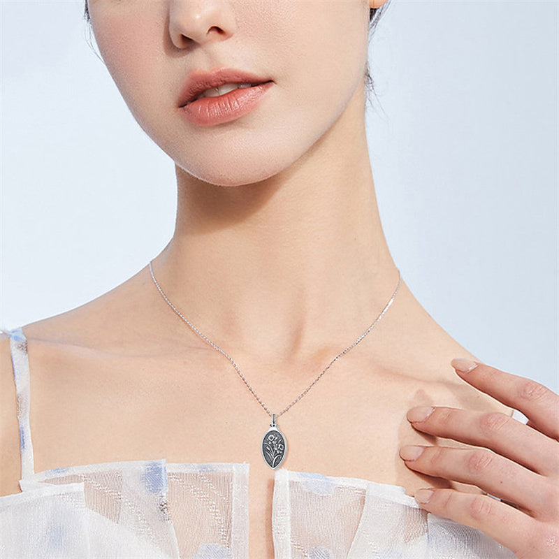 Sterling Silver 12 Month Birth Flower Urn Necklace for Ashes