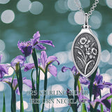 Sterling Silver 12 Month Birth Flower Urn Necklace for Ashes