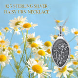 Sterling Silver 12 Month Birth Flower Urn Necklace for Ashes