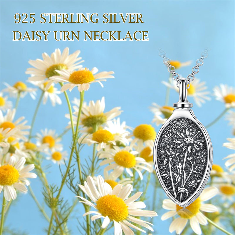 Sterling Silver 12 Month Birth Flower Urn Necklace for Ashes