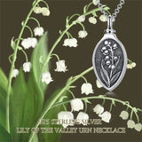 Sterling Silver 12 Month Birth Flower Urn Necklace for Ashes