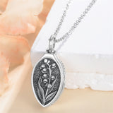 Sterling Silver 12 Month Birth Flower Urn Necklace for Ashes