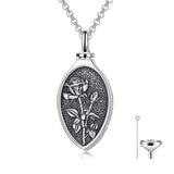 Sterling Silver 12 Month Birth Flower Urn Necklace for Ashes