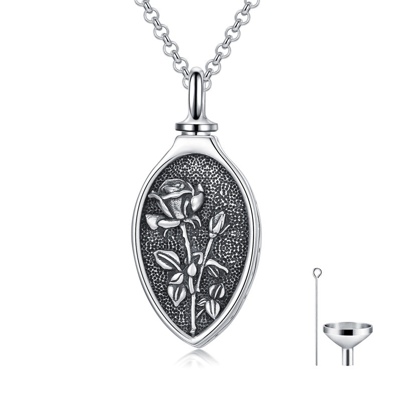 Sterling Silver 12 Month Birth Flower Urn Necklace for Ashes