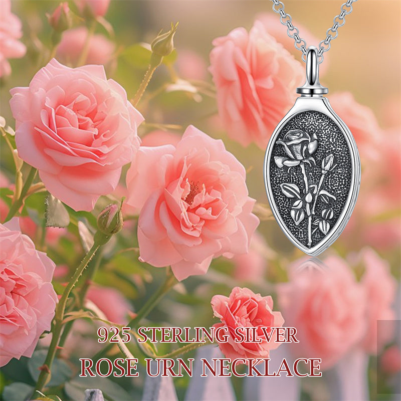Sterling Silver 12 Month Birth Flower Urn Necklace for Ashes