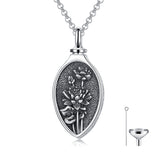 Sterling Silver 12 Month Birth Flower Urn Necklace for Ashes