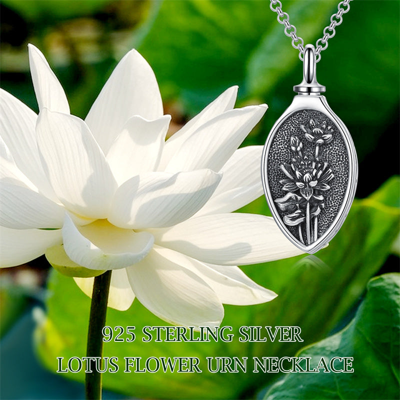 Sterling Silver 12 Month Birth Flower Urn Necklace for Ashes