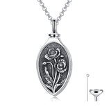 Sterling Silver 12 Month Birth Flower Urn Necklace for Ashes