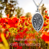 Sterling Silver 12 Month Birth Flower Urn Necklace for Ashes