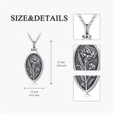 Sterling Silver 12 Month Birth Flower Urn Necklace for Ashes
