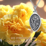 Sterling Silver 12 Month Birth Flower Urn Necklace for Ashes