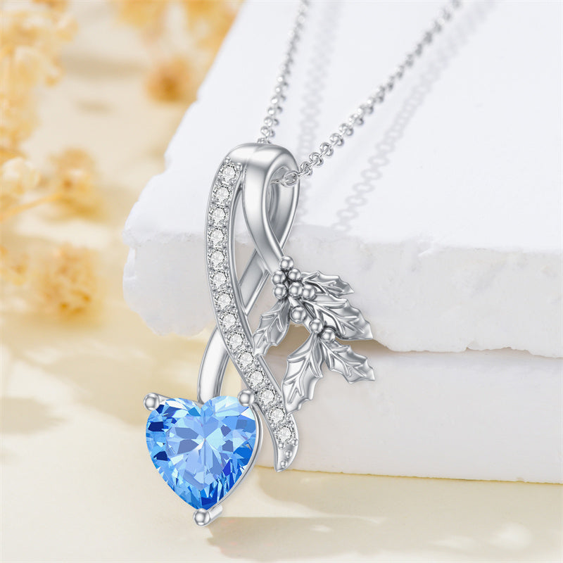 Sterling Silver Cubic Zirconia 12 Month Birth Flower Pendant Necklace