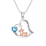 Sterling Silver Birthstone Corgi Pendant Necklace