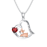 Sterling Silver Birthstone Corgi Pendant Necklace
