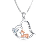 Sterling Silver Birthstone Corgi Pendant Necklace
