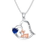 Sterling Silver Birthstone Corgi Pendant Necklace