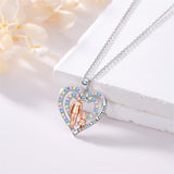 Sterling Silver Father Daughter Heart Pendant Necklace from Dad Gift for Daughter