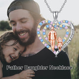 Sterling Silver Father Daughter Heart Pendant Necklace from Dad Gift for Daughter