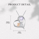 Sterling Silver Birthstone Two Highland Cow Pendant Necklace