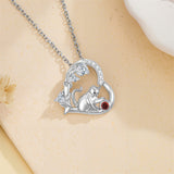 Sterling Silver 12 Month Birthstone Cat Pendant Necklace Gifts for Cat Lovers