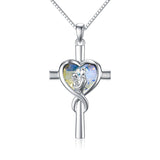 Sterling Silver Father Daughter Heart Pendant Necklace from Dad Gift for Daughter