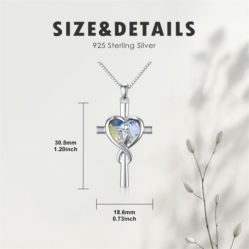 Sterling Silver Father Daughter Heart Pendant Necklace from Dad Gift for Daughter