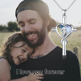 Sterling Silver Father Daughter Heart Pendant Necklace from Dad Gift for Daughter