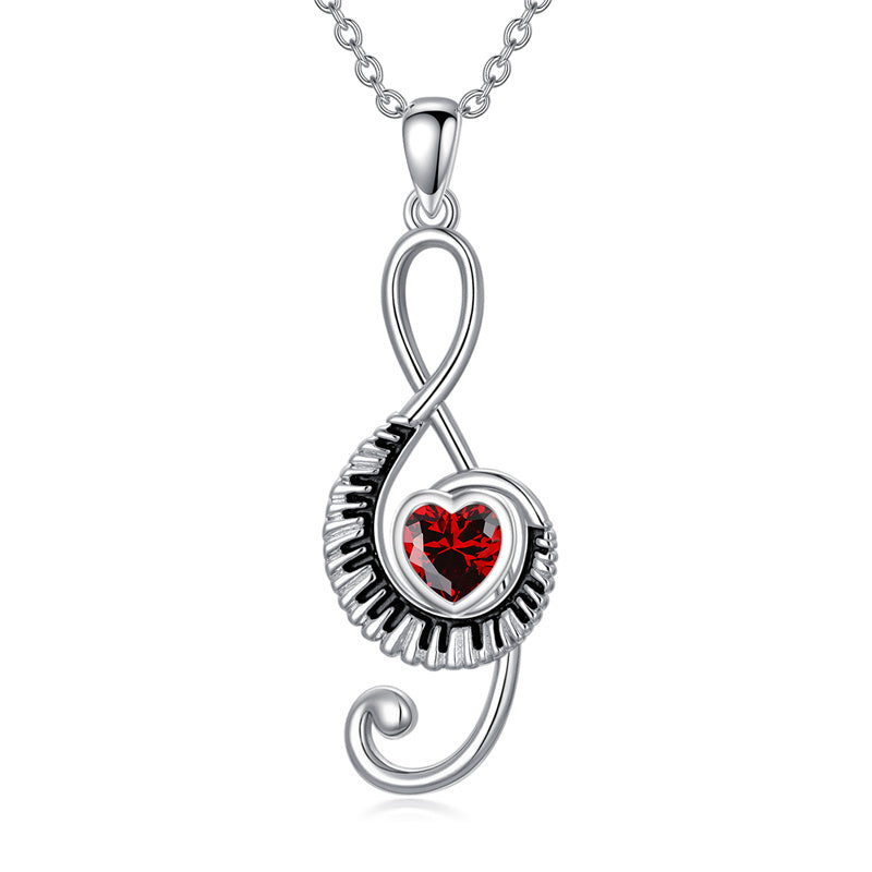 Sterling Silver Birthstone  Music Piano  Pendant Necklace