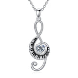 Sterling Silver Birthstone  Music Piano  Pendant Necklace