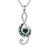 Sterling Silver Birthstone  Music Piano  Pendant Necklace