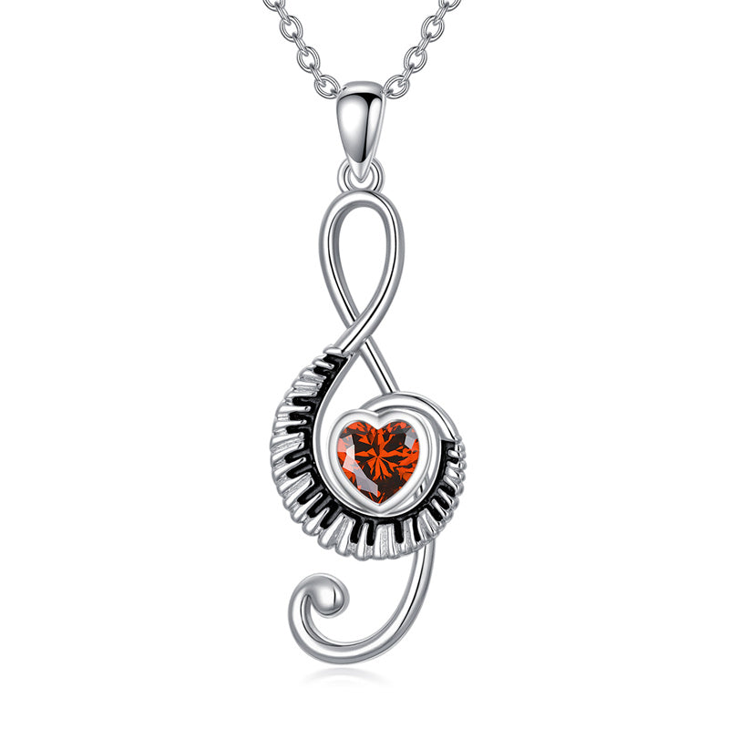 Sterling Silver Birthstone  Music Piano  Pendant Necklace