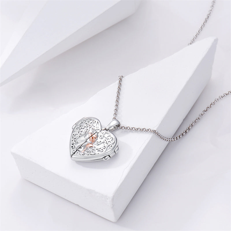 Sterling Silver Personalized Photo Abalone Shell Turquoise Malachite Father Daughter Pendant Necklace