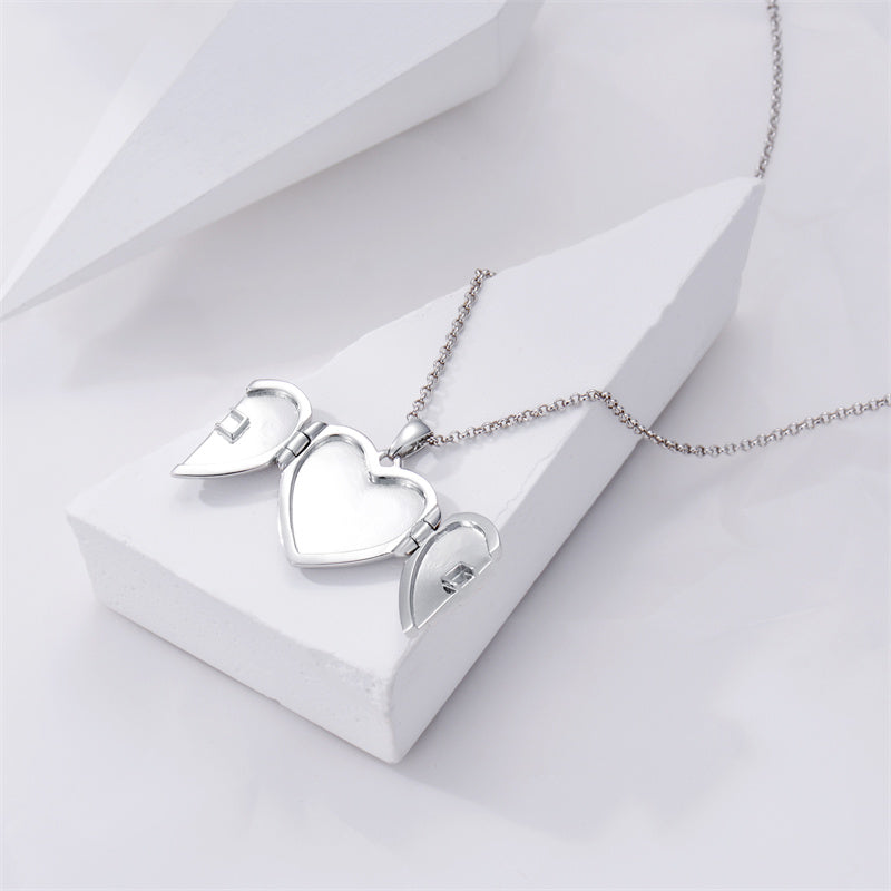 Sterling Silver Personalized Photo Abalone Shell Turquoise Malachite Father Daughter Pendant Necklace