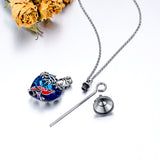 Sterling Silver Heart Crystal Red Cardinal Urn Necklace for Ashes