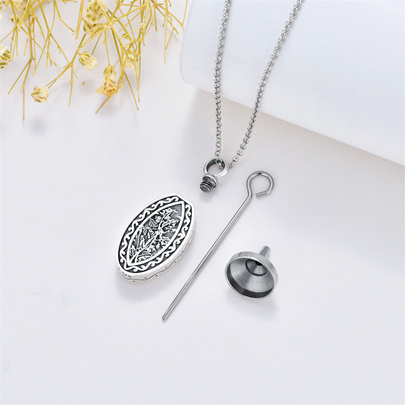 Sterling Silver Personalized Engraved Birth Flower Urn Necklace for Ashes