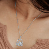 Sterling Silver Heart Highland Cow Pendant Necklace