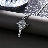 Sterling Silver Benedict Crucifix Protection Pendant Necklace