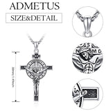 Sterling Silver Benedict Crucifix Protection Pendant Necklace