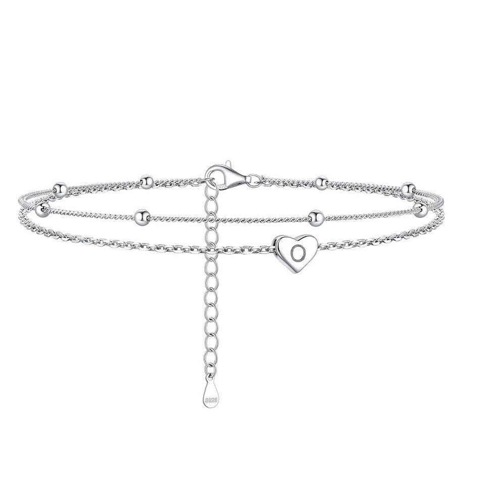 Sterling Silver 26 initials Single Layer Charm Anklet