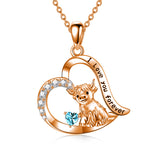 14K Gold 12 Months Birthstone Highland Cow Pendant Necklace