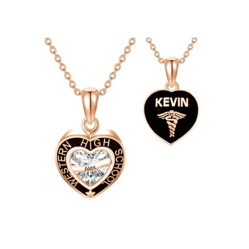 Sterling Silver Personalized Class Pendant Photo Lockets Necklace