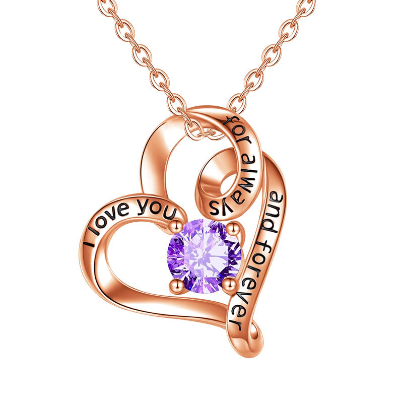 10K 14K 18K Gold Personalized  Engraved &Birthstone Love Heart Pendant Necklace