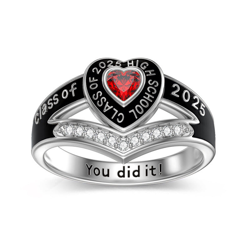 Sterling Silver 10K Gold 14K Gold 18K Gold Fully Personalized Birthstone Engraved Class Ring Graduation Ring