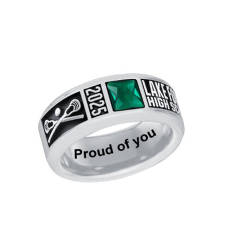 Sterling Silver Personalized Engraved Birthstone Class Ring