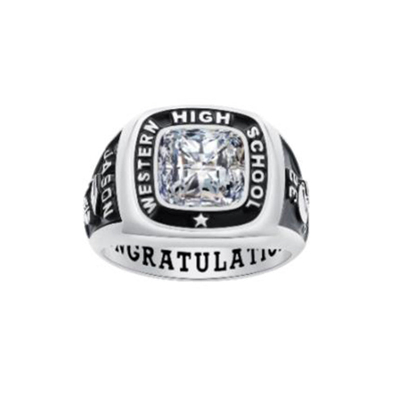 Sterling Silver Personalized Engraved Birthstone 2025 High School College Class Ring