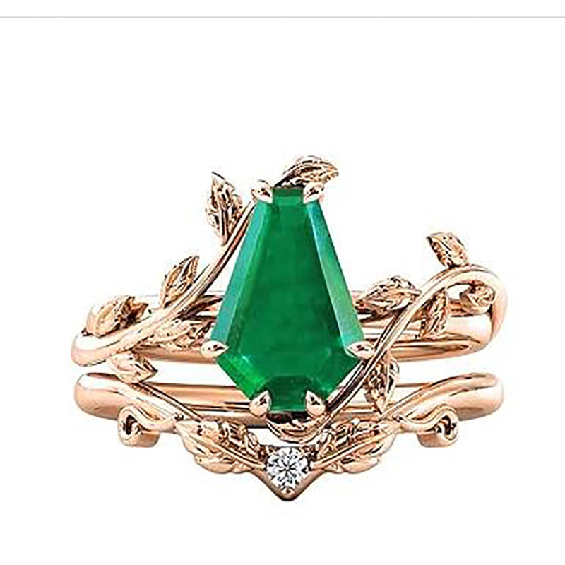 Sterling Silver Coffin Shap Vintage Gemstone Set Engagement Ring