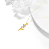 14K Gold Tulip Flower Pendant Necklace