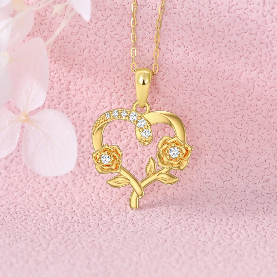 14k Gold Birth Flower Pendant Necklace