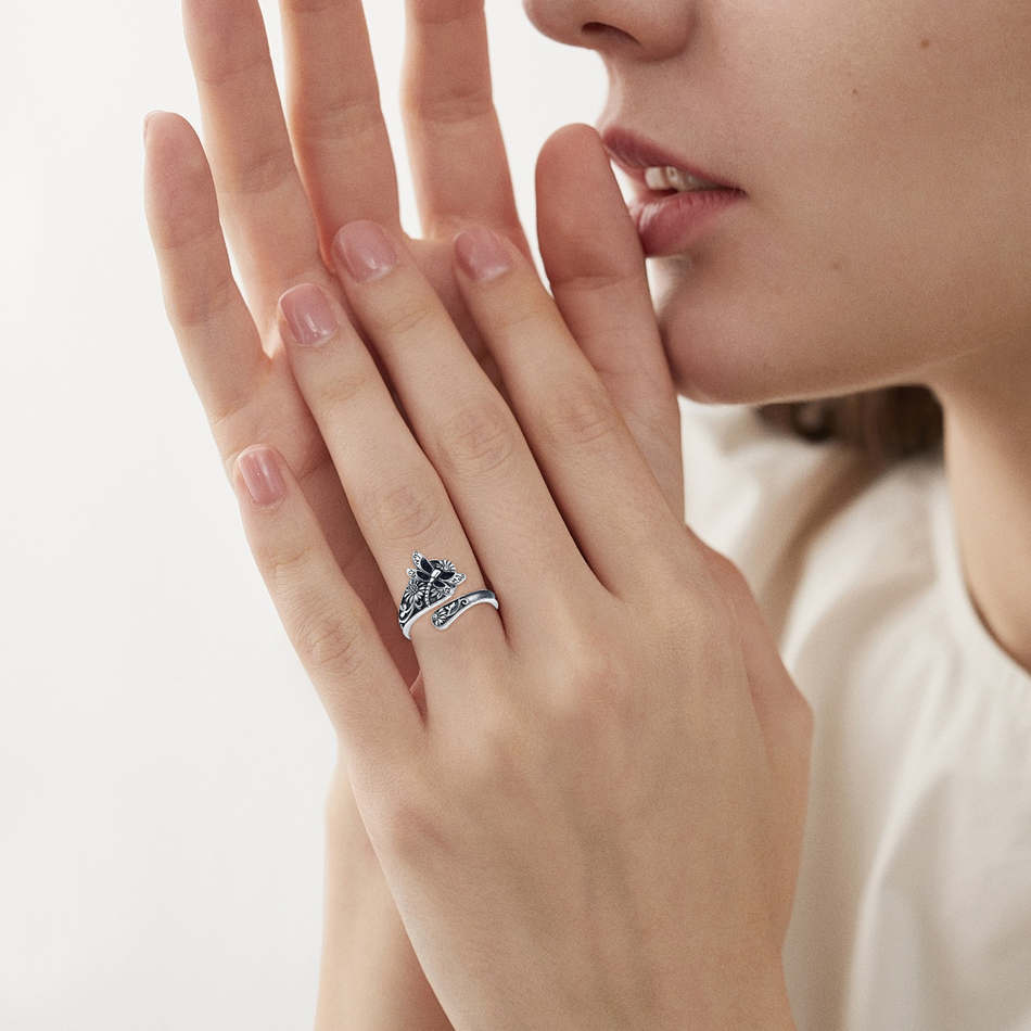Sterling Silver Oxidized Dragonfly Butterfly Hummingbird Sea Turtle Anchor Cross Tree of Life Sunflower Spoon Ring